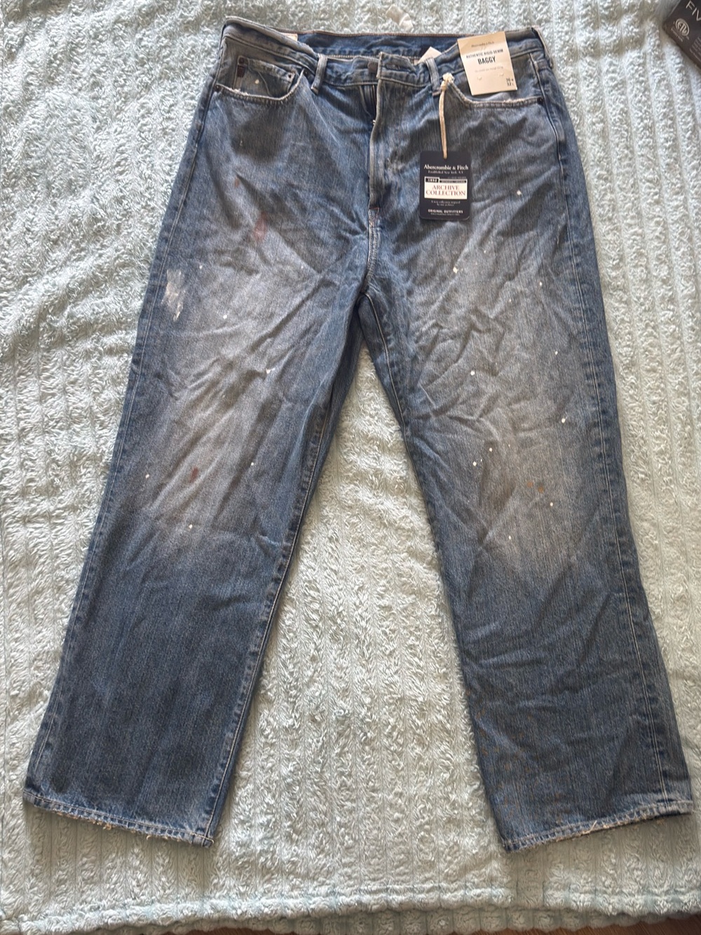 Abercrombie & Fitch Distressed Blue Relaxed Jeans